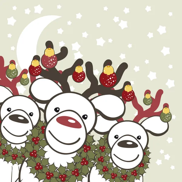 Fondo de Navidad con renos divertidos Santa Claus . — Vector de stock