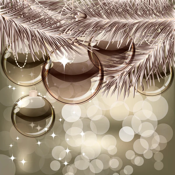 Jul bakgrund med genomskinliga bollar — Stock vektor