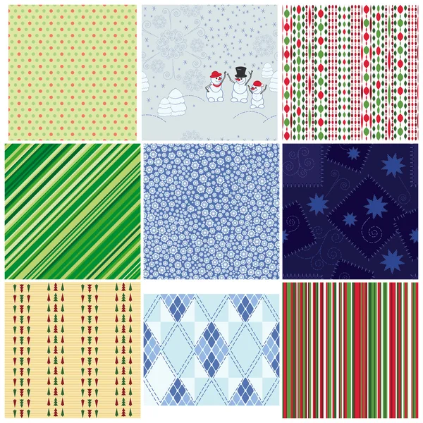 Set of Christmas seamless backgrounds — Stock Vector