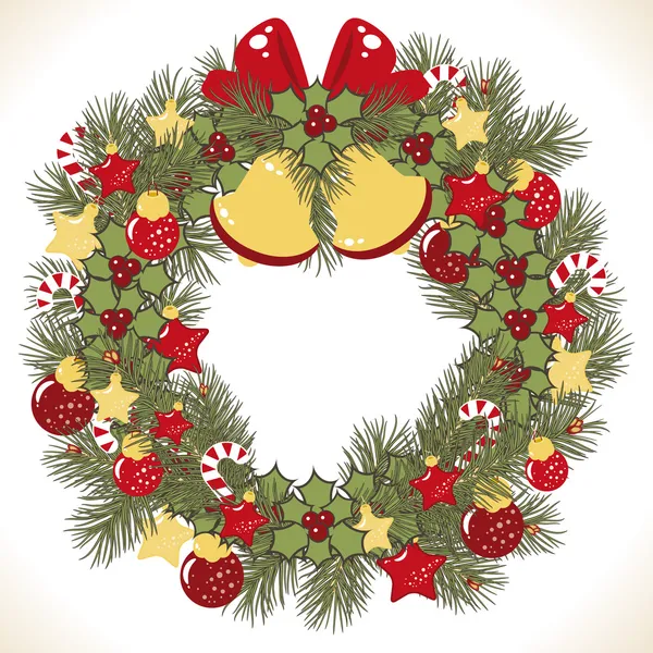 クリスマスの花輪のベクトル画像 — ストックベクタ