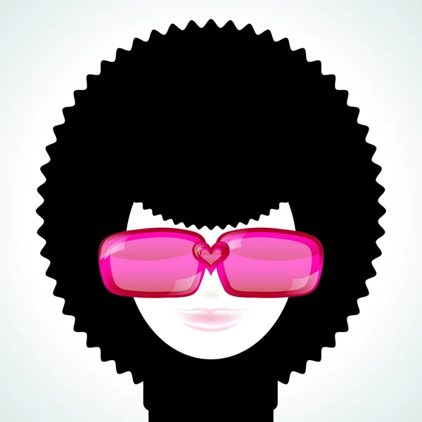 Dívka v růžové brýle, vektorový obrázek — Stockový vektor