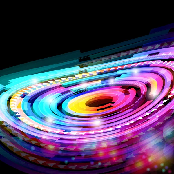 Abstrakt neon teknik cirklar vektor bakgrund. — Stock vektor