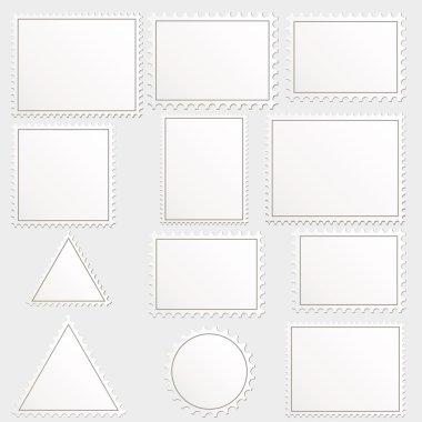 Vector big set of blank postage stamps different geometric shape clipart