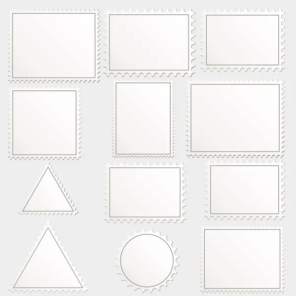 Vetor grande conjunto de selos postais em branco forma geométrica diferente — Vetor de Stock