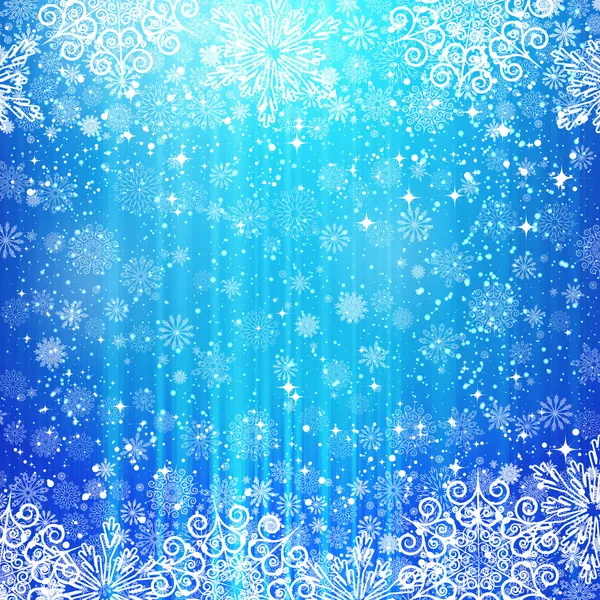 Fundo de Natal abstrato com flocos de neve e as estrelas — Vetor de Stock