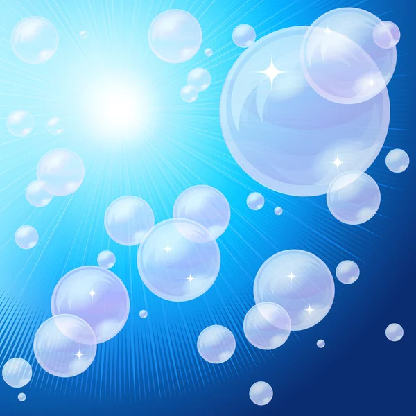 青い泡の背景、ベクトル画像 — ストックベクタ