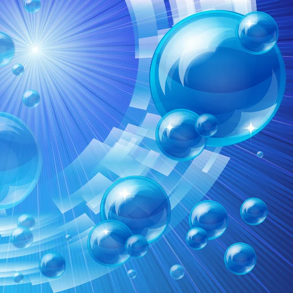 Kék buborékok háttér, vektor kép — Stock Vector