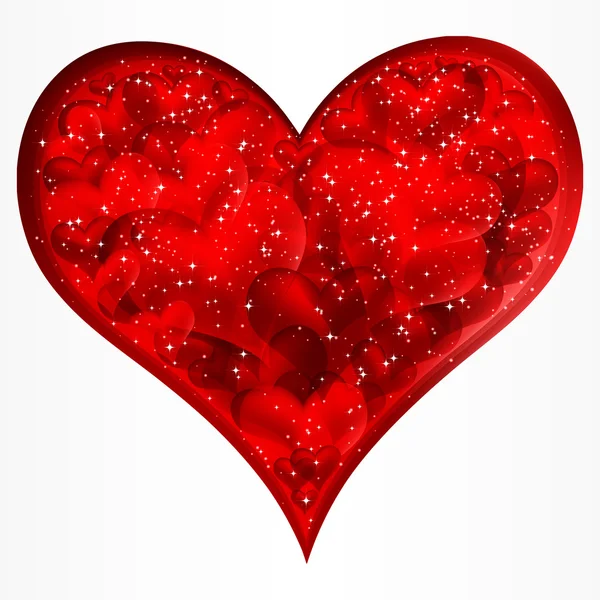 Big red glitter heart. Vector. — Stock Vector