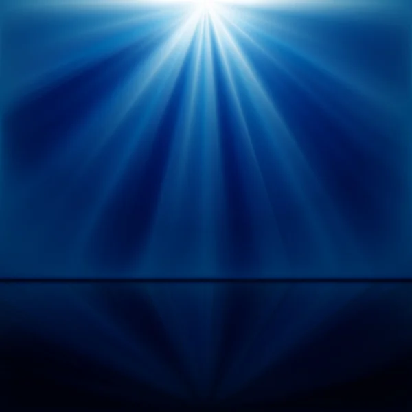 Bakgrund av blå lysande strålar — Stock vektor