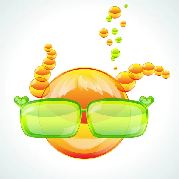 Redhed girl wearing green sunglasses, vector image — Stock Vector