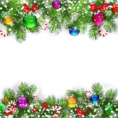 Christmas background with decorated branches clipart
