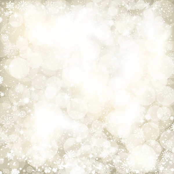 Abstrakter Hintergrund von Weihnachtslichtern und Schneeflocken. Vektor. — Stockvektor