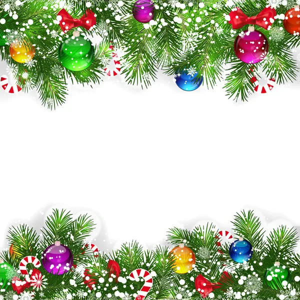 Sfondo natalizio con rami decorati — Vettoriale Stock