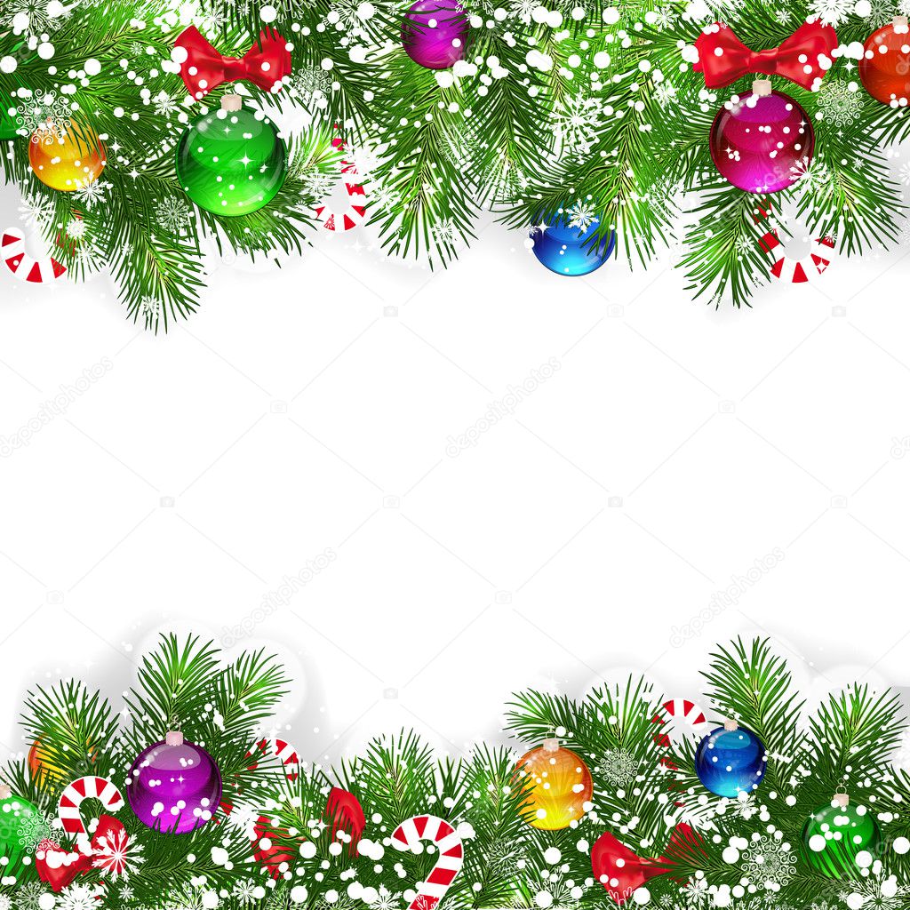 Christmas background with decorated branches