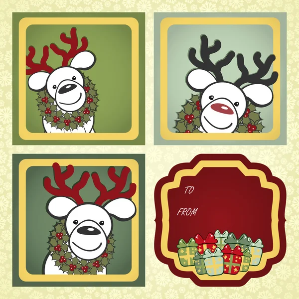Christmas gift labels with elements of the Christmas decor. — Stock Vector