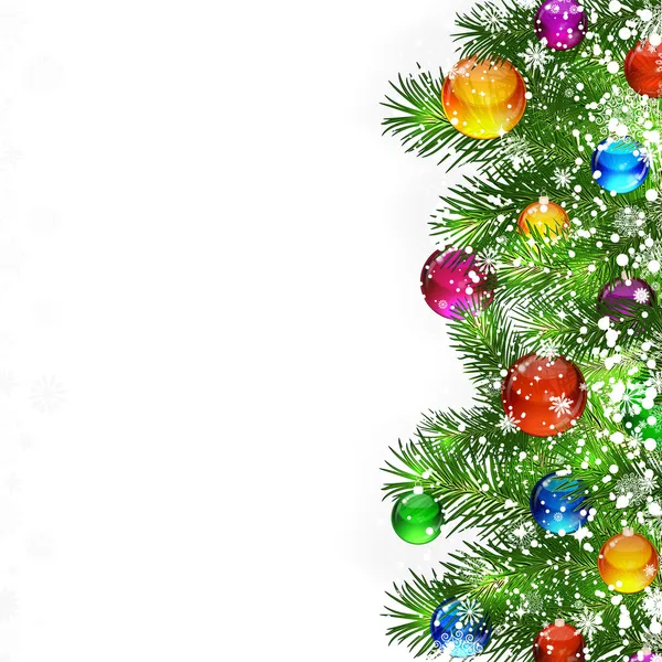 Jul bakgrund med dekorerade grenar av julgran. — Stock vektor