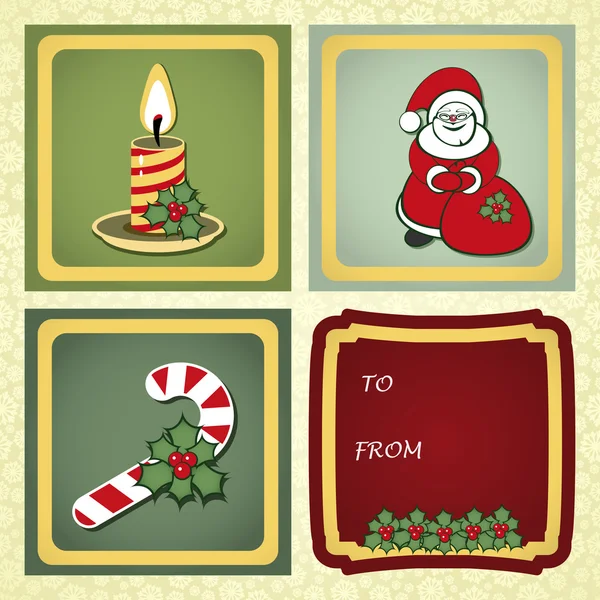 Etichette regalo di Natale con elementi dell'arredamento natalizio . — Vettoriale Stock