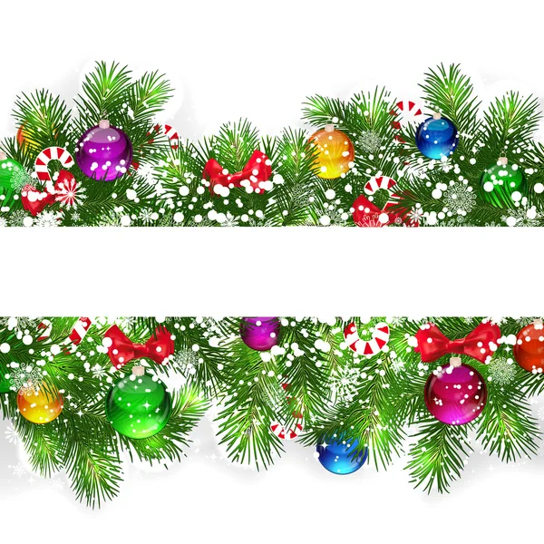 Jul bakgrund med snötäckta grenar — Stock vektor