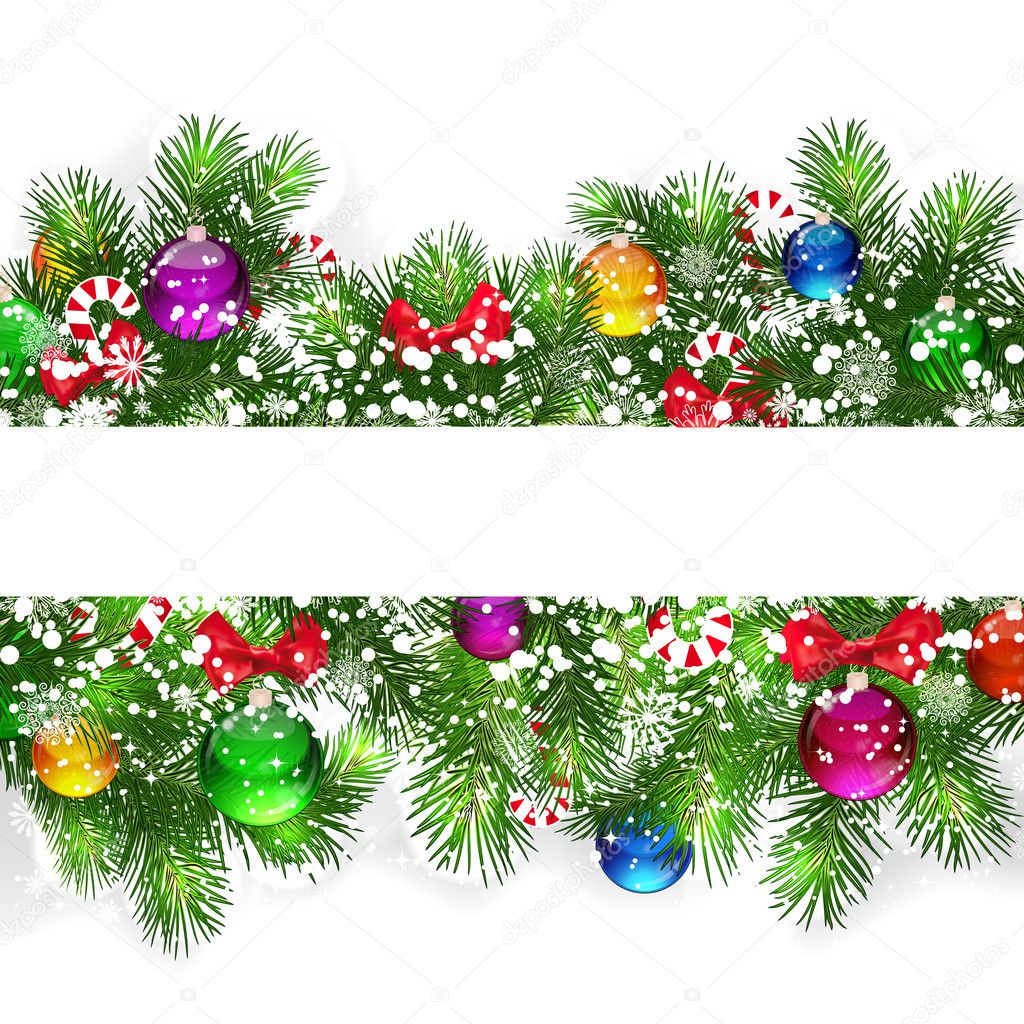 Christmas background with snow-covered branches Stock Vector Image by ...