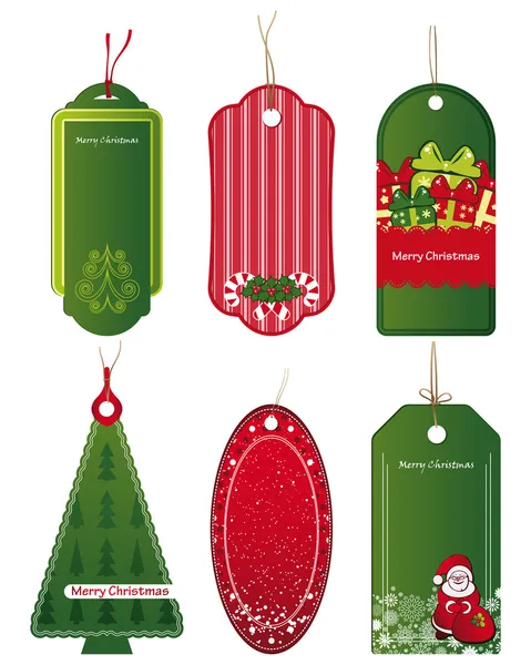 Bright Christmas tags. Vector. — Stock Vector