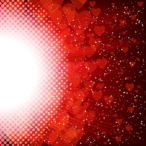 Abstraktes Herz Und Sterne Auf Rotem Hintergrund — Stockvektor