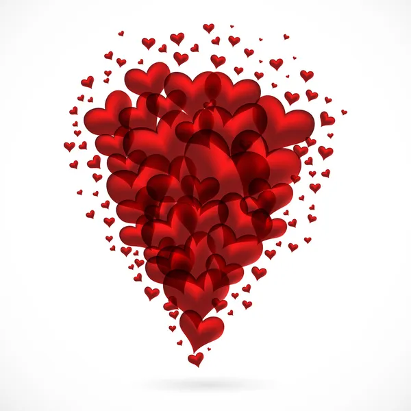 Αφηρημένη Μπουκέτο Κόκκινες Καρδιές Που Πετούν Επάνω Διάνυσμα Αφίσα — Διανυσματικό Αρχείο