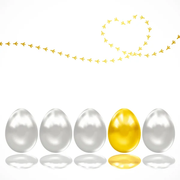 Hintergrund Mit Eiern Und Hühnerspuren Vektorbild — Stockvektor