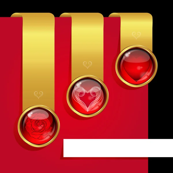 Set di nastri con elementi di simbolismo dell'amore . — Vettoriale Stock