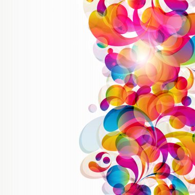 Abstract background with bright circles and teardrop-shaped arch clipart