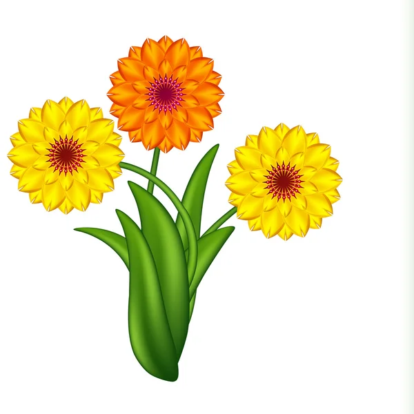 Ilustração vetorial de flores ensolaradas. Malhas graduais . — Vetor de Stock