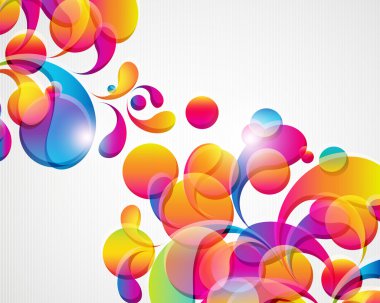 Abstract background with bright circles and teardrop-shaped arch clipart