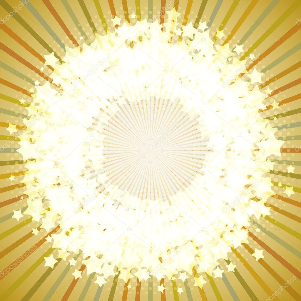 Eps10 vector star shining round frame on a retro background.
