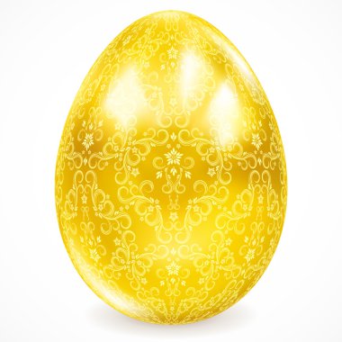 Golden egg with floral ornaments. clipart