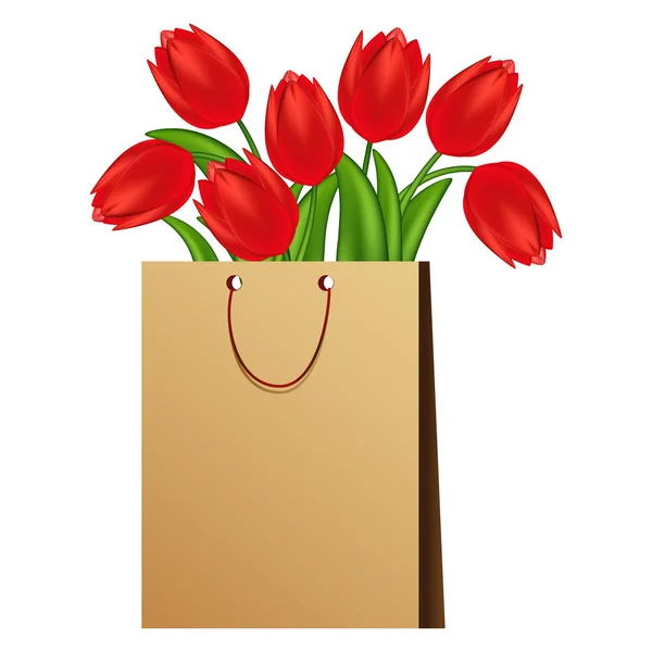 Vectorillustratie van rode tulpen. verloopnetten. — Stockvector