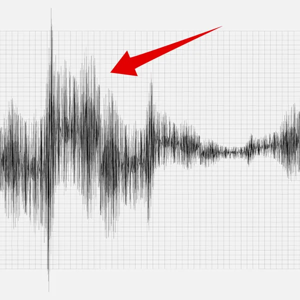 Terremoto en el gráfico de actividad sísmica . — Vector de stock