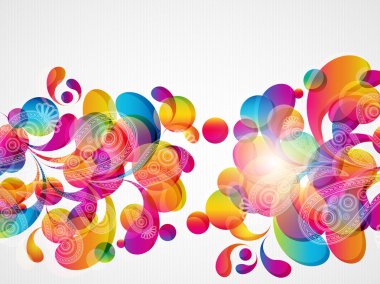 Abstract background with bright circles and teardrop-shaped arch clipart