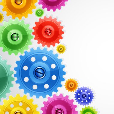 Techno background with colorful gears. Industrial image. clipart