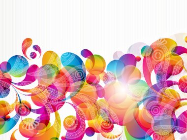 Abstract background with bright circles and teardrop-shaped arch clipart