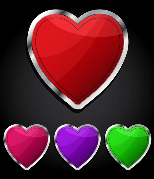 Heart glossy button, icon, eps10. — Stock Vector