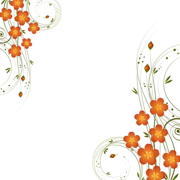 Vektor abstrakt bakgrund med curl och blommor. — Stock vektor