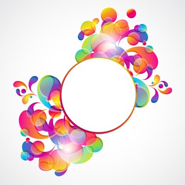 Abstract background with bright circles and teardrop-shaped arch clipart