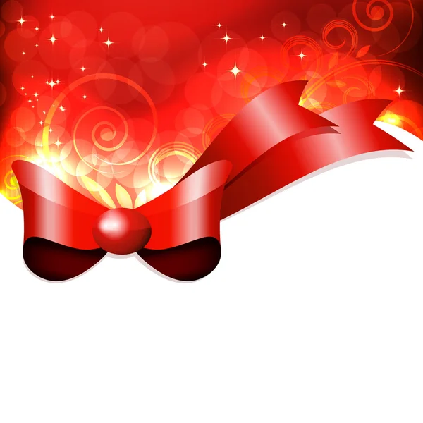 Red gift bow with floral curl. Vector — Stock Vector