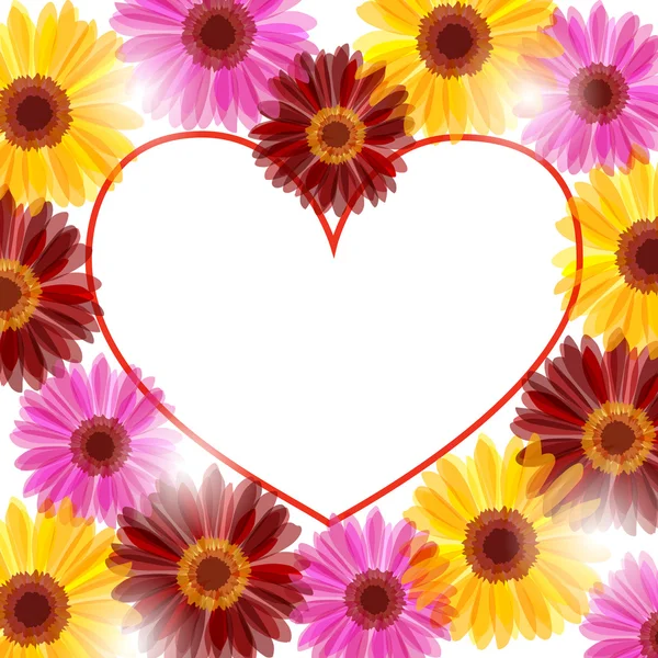 Bingkai jantung bunga - Stok Vektor