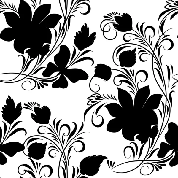Черный Цветочный Орнамент Белом Фоне — стоковый вектор