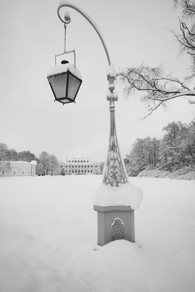 Lampe im Wintermärchen — Stockfoto