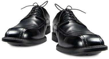 Classic men's black club shoe isolated macro closeup clipart