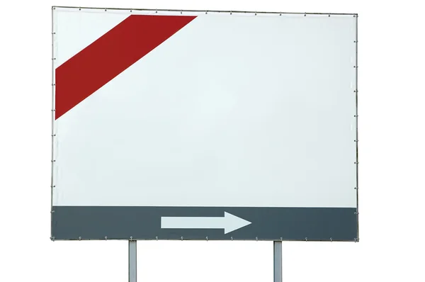 Blank White Billboard Red Grey Bar Arrow Isolated — Stock Photo, Image