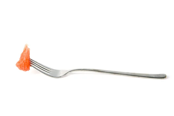 Fork Piece Grapefruit White Background — Stock Photo, Image
