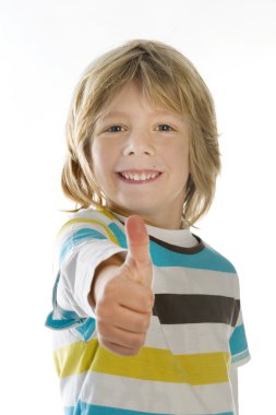 a young boy with his thumbs up clipart