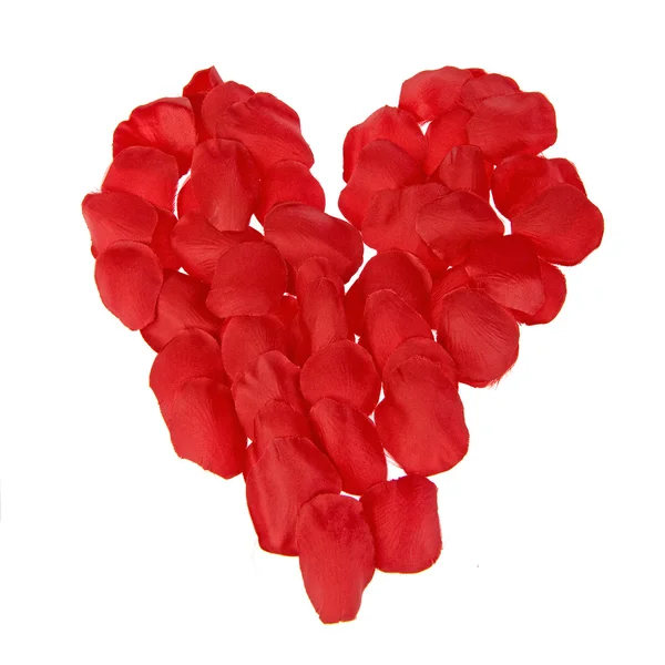 Big Red Heart Made Rose Leaves — Stock Photo, Image